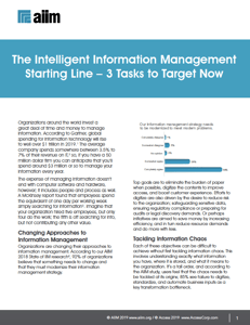 The Intelligent Information Management Starting Line - 3 Tasks to Target Now Cover