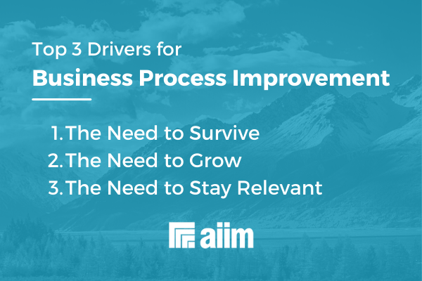 Top 3 business drivers for a process improvement initiative.